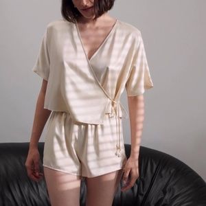 NEW Lunya Washable Silk Pearl Dolman Short Set Swan White Limited Edition XL